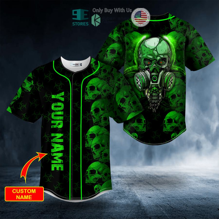BEST Personalized Green Zone Biohazard Skull Custom Baseball Jersey