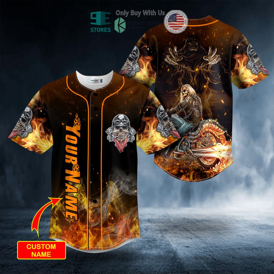 BEST Personalized Grim Reaper Ghost Racer Fire Skull Custom Baseball Jersey