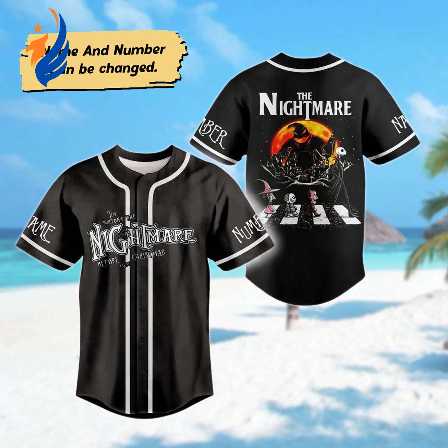 Spooky Personalized Halloween Baseball Jersey - Jack Skellington Oggie Boogie Shirt Nightmare Before Christmas Team