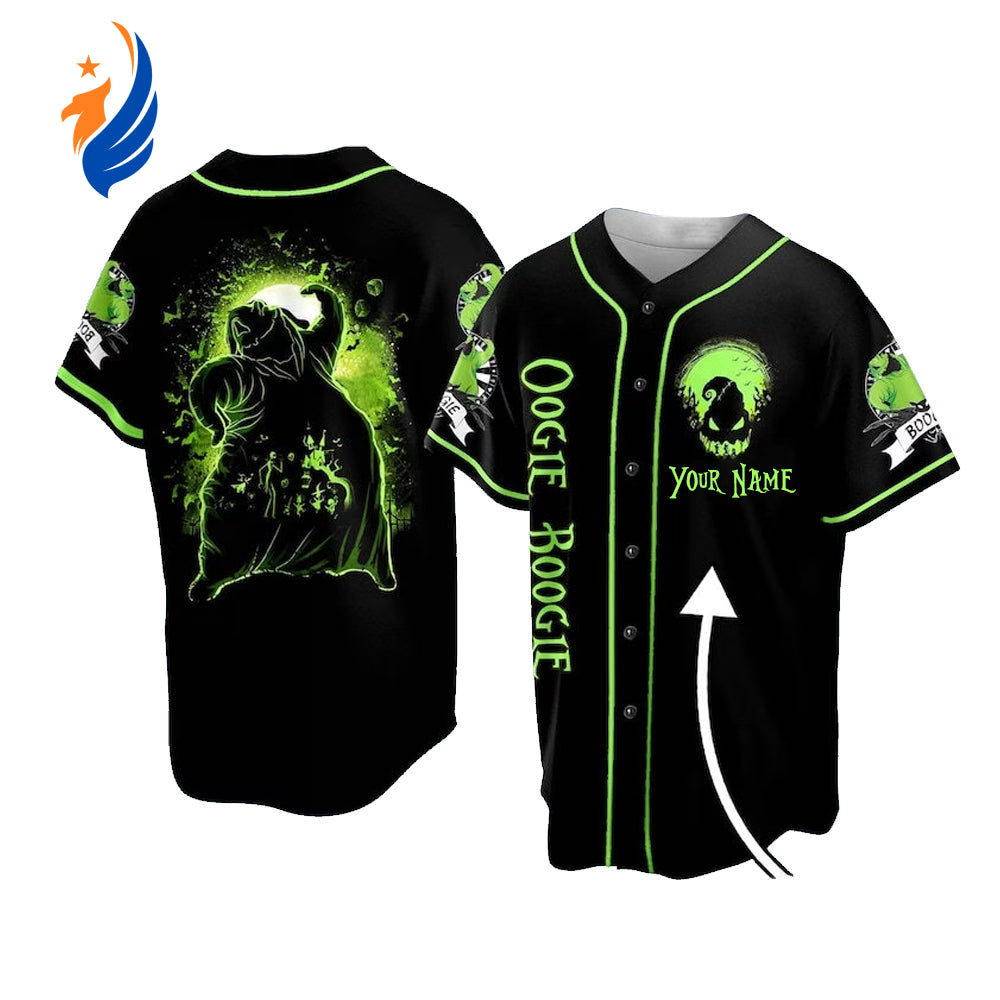 Spooktacular Personalized Horror Oogie Boogie Baseball Jersey – Customizable Halloween Shirt