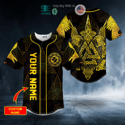 BEST Personalized Huginn N Muninn Valknut Viking Yellow Tattoo Custom Baseball Jersey