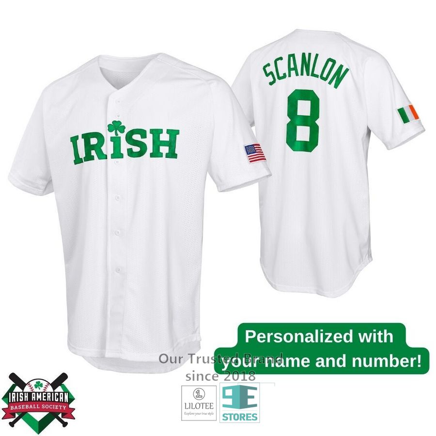 Personalized Irish Clover US Flag White Baseball Jersey