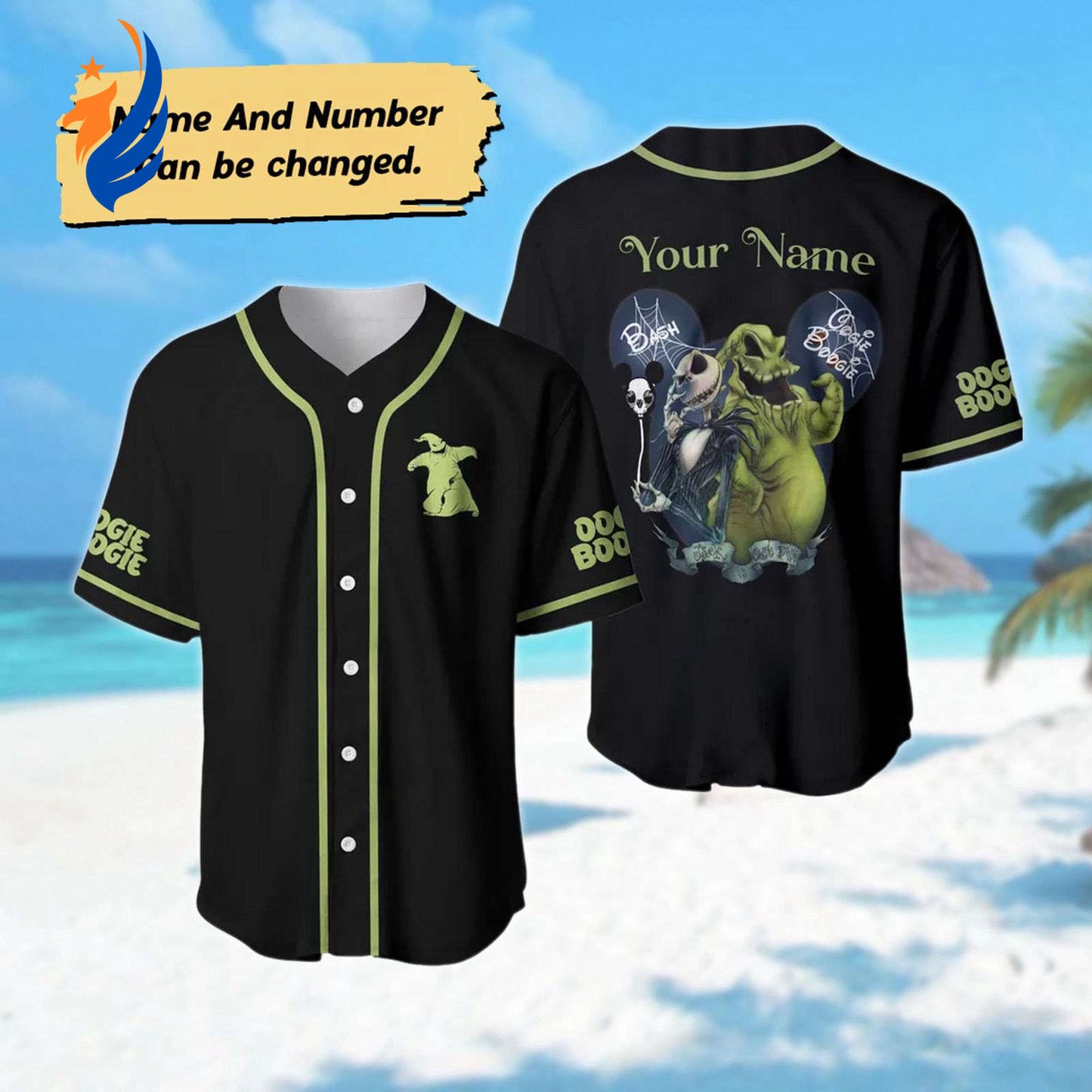 Spooktacular Nightmare Before Christmas Baseball Jersey – Personalized Jack Skellington & Oogie Boogie Design Perfect...
