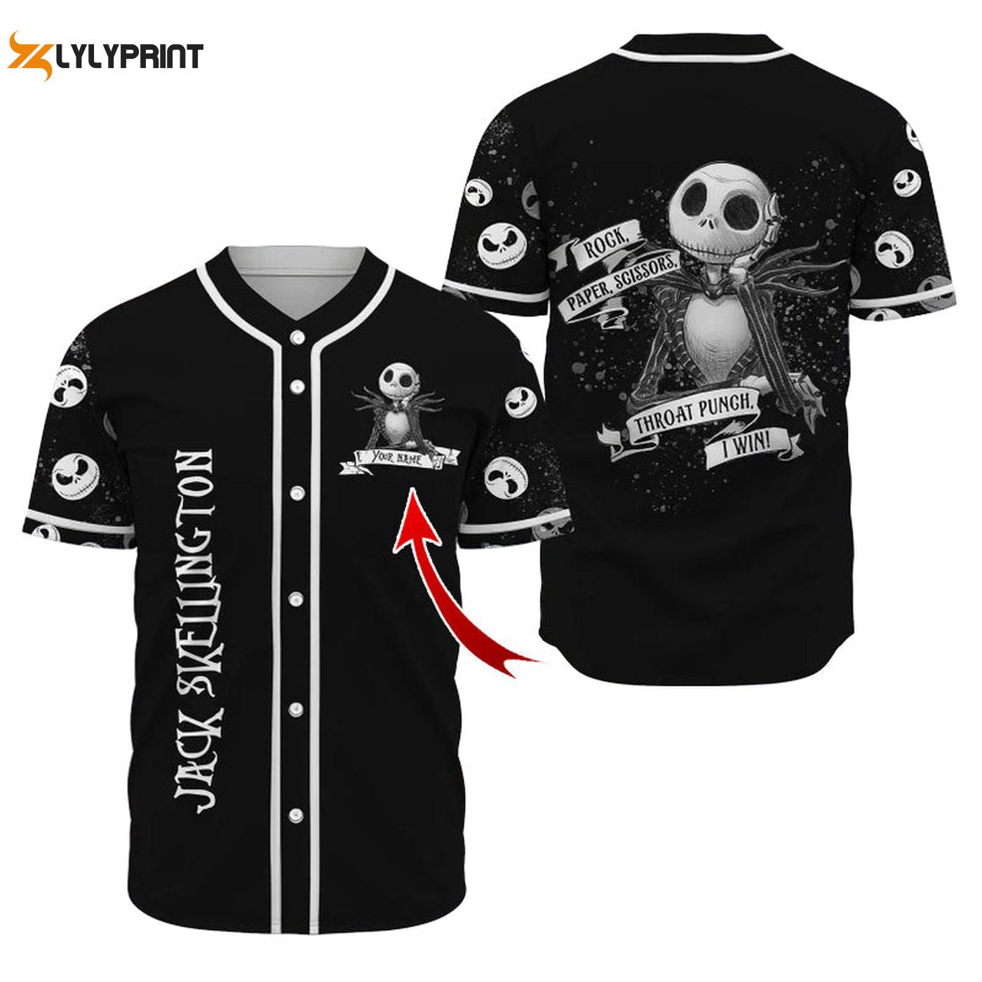 Personalized Jack Skellington Baseball Jersey - Gift for Men Women - Gift for Men Women - lylyprint.com... (Image 1)