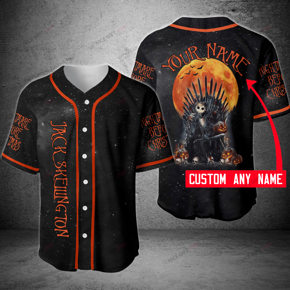 Personalized Jack Skellington Baseball Jersey with Custom Name – Unique & Stylish Halloween Apparel