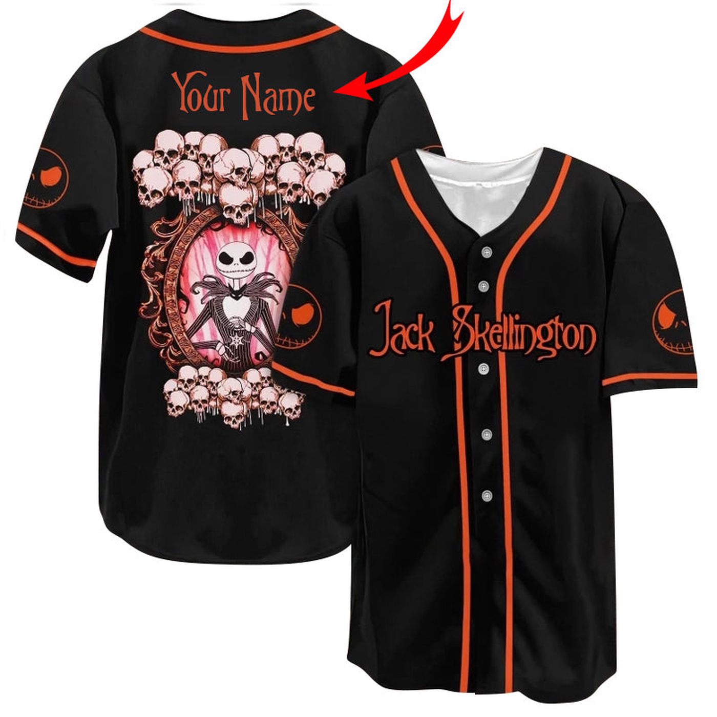 Personalized Jack Skellington Skull Baseball Jersey - Gift for Men Women - Gift for Men Women - lylyprint.com... (Image 2)
