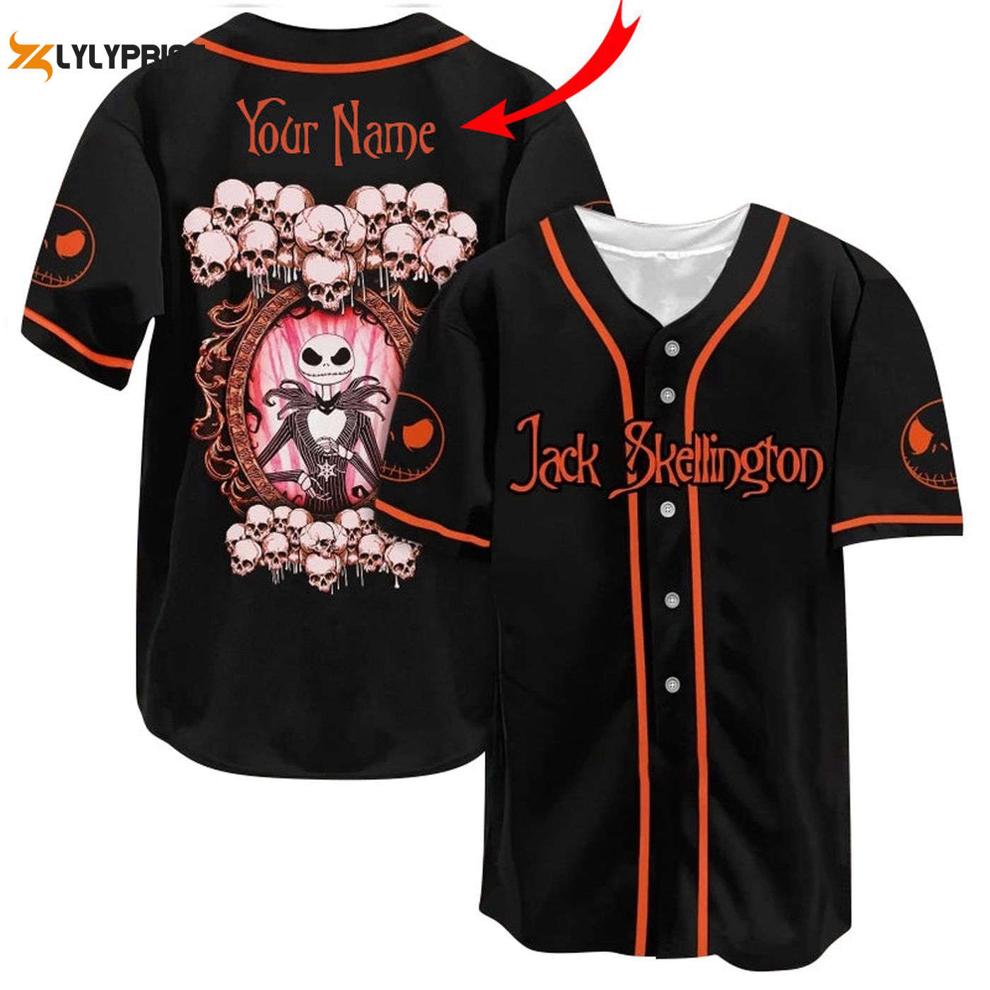 Personalized Jack Skellington Skull Baseball Jersey - Gift for Men Women - Gift for Men Women - lylyprint.com... (Image 1)