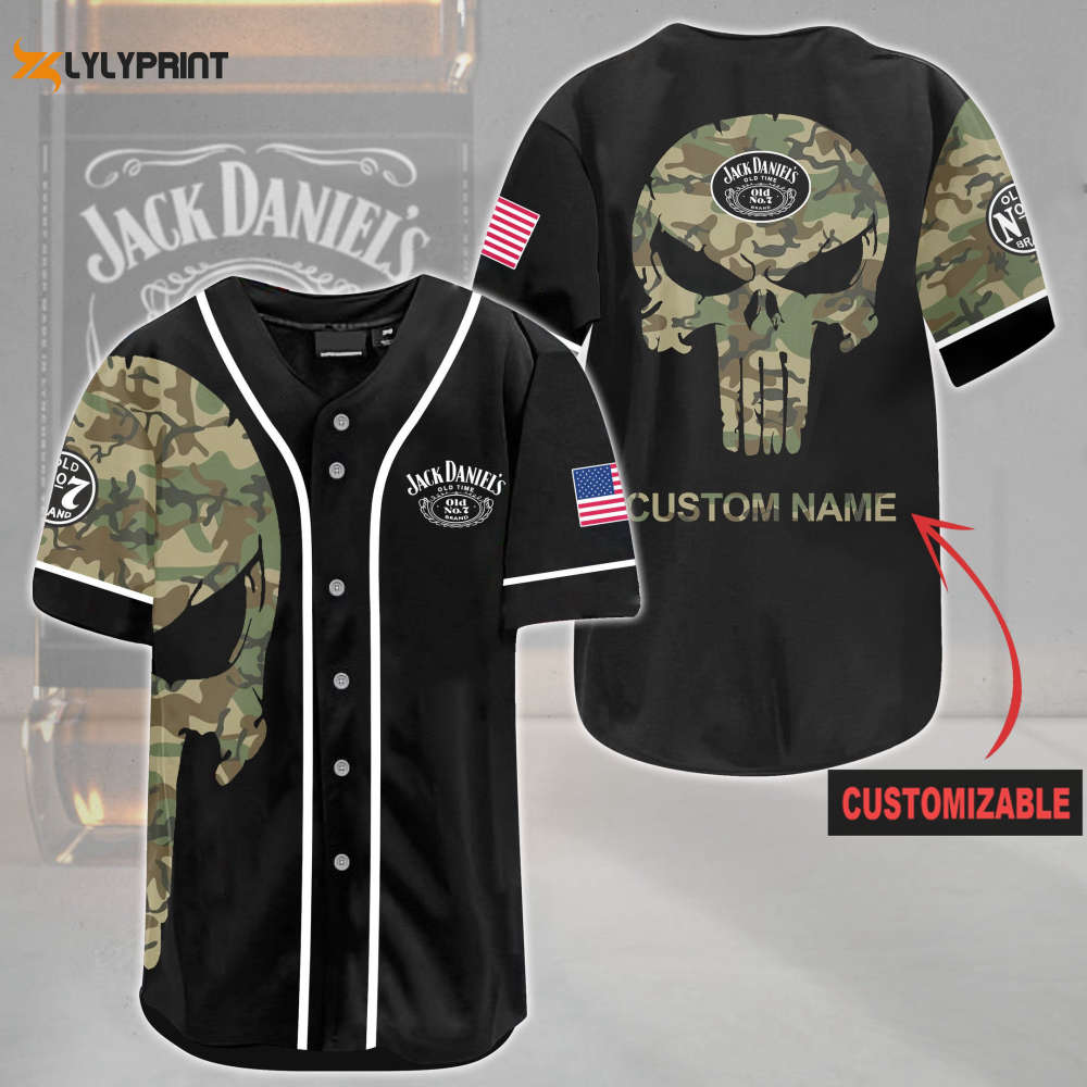 Personalized JD Old Time Skull Pattern All Over Print Camo Unisex Baseball Jersey - lylyprint.com T-Shirts, Hoodie,...