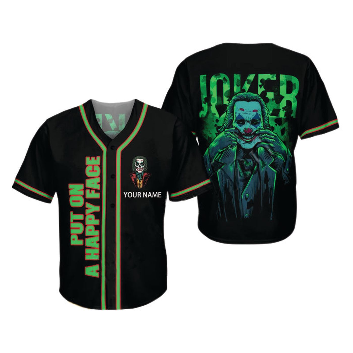 Personalized Joker Put On A Happy Face Baseball Jersey - Gift for Men Women - Gift for Men Women -... (Image 2)