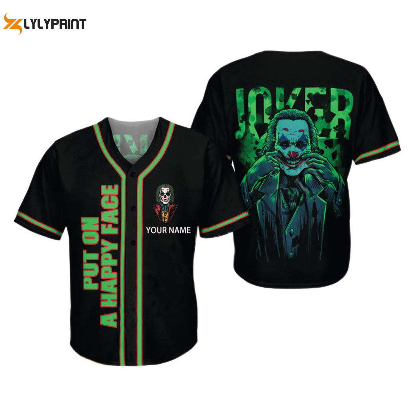 Personalized Joker Put On A Happy Face Baseball Jersey - Gift for Men Women - Gift for Men Women -... (Image 1)