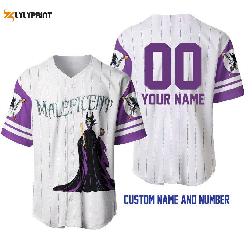 Personalized Maleficent All Over Print Pinstripe Baseball Jersey - lylyprint.com T-Shirts, Hoodie, Sweatshirt