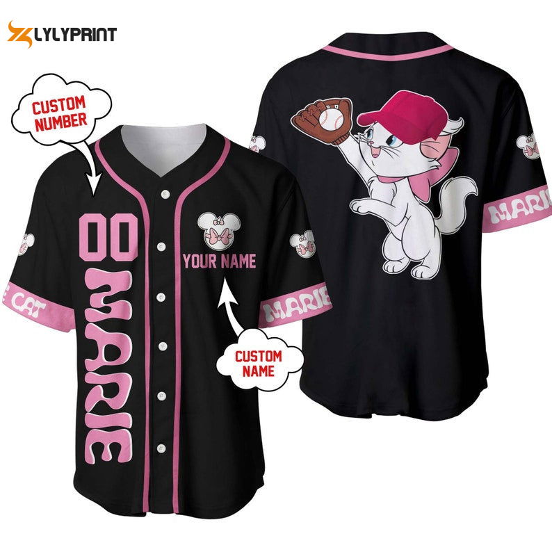 Personalized Marie Cat Playing Baseball All Over Print Baseball Jersey - lylyprint.com T-Shirts, Hoodie, Sweatshirt