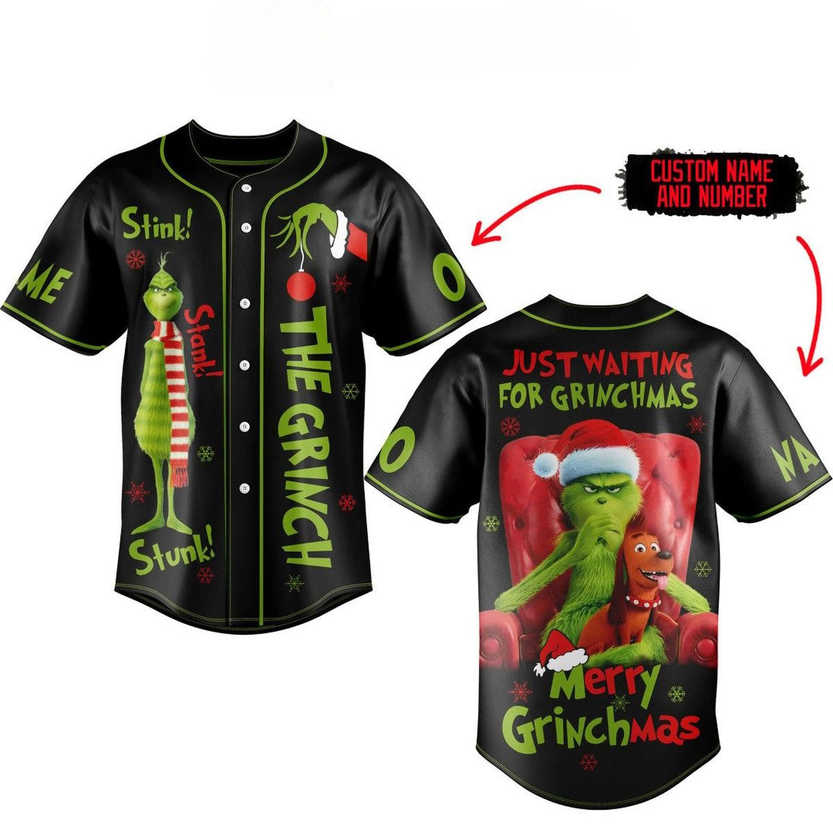 Personalized Merry Grinchmas Black Baseball Jersey Best Gift Christmas Holiday T-Shirts, Hoodie, Sweatshirt | WearSparks.com