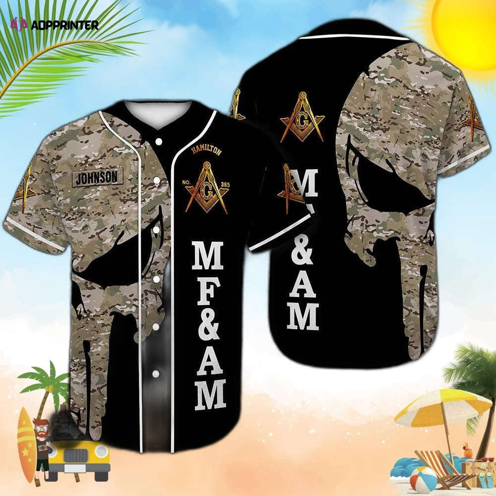 Personalized Mfam Skull Camo Freemason Baseball Jersey