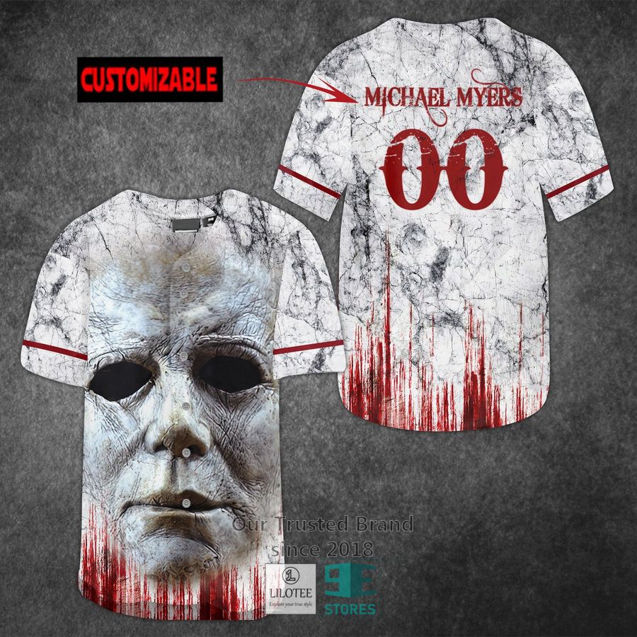 Personalized Michael Myers 3d face Blood Horror Movie Baseball Jersey