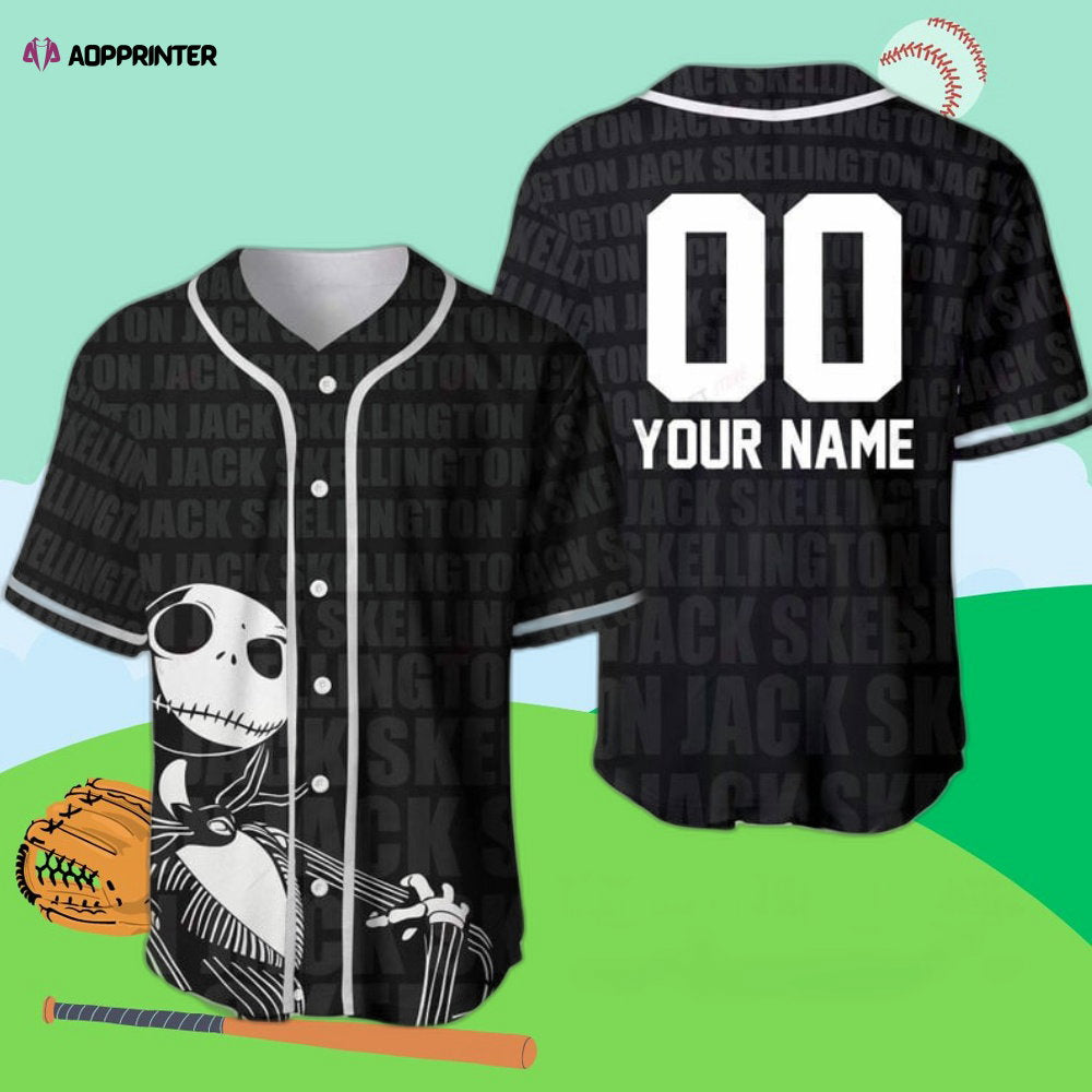 Personalized Nightmare Before Christmas Baseball Jersey with Custom Name – Jack Skellington Theme