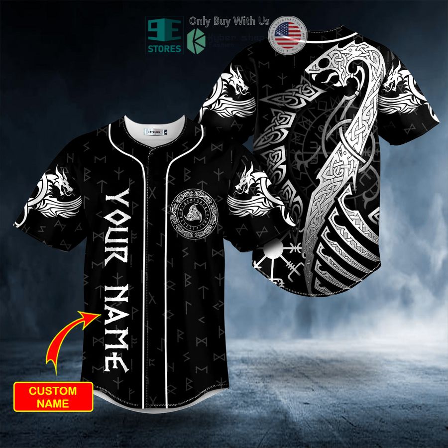 BEST Personalized Norse Dragon Viking White Tattoo Custom Baseball Jersey