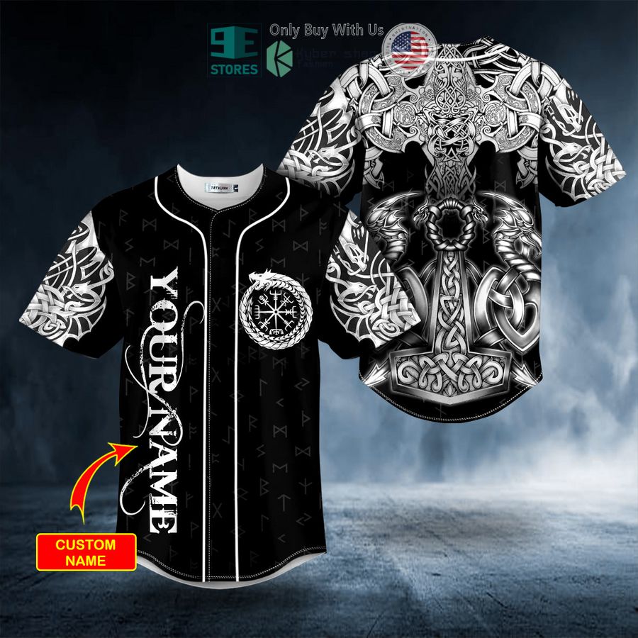 BEST Personalized Norse Myth Viking Dragons Tattoo Custom Baseball Shirt