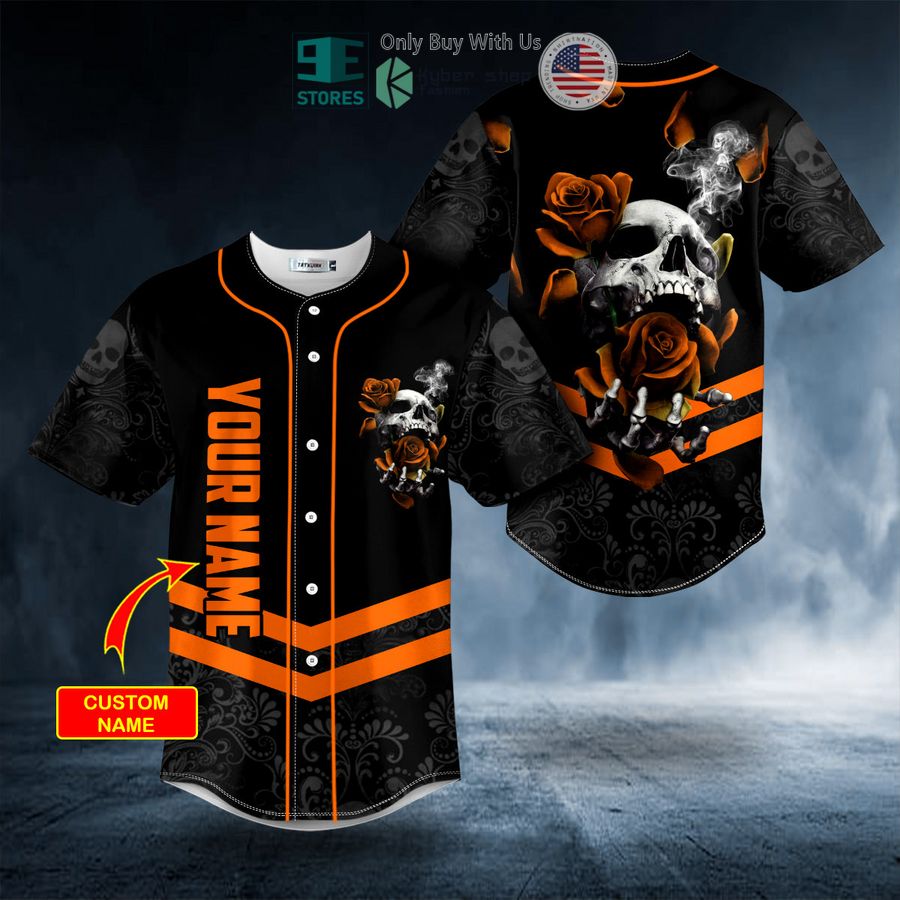 BEST Personalized Orange Roses Sugar Skull Custom Baseball Shirt