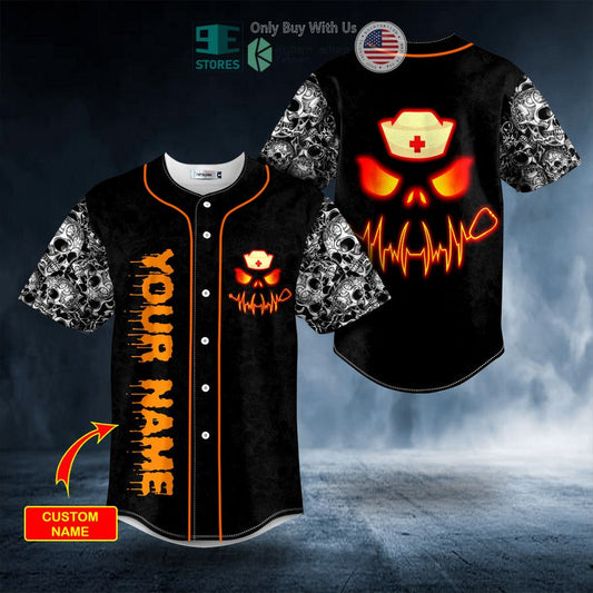 BEST Personalized Pumpkin Skull Happy Halloween Custom Skull Baseball Shirt