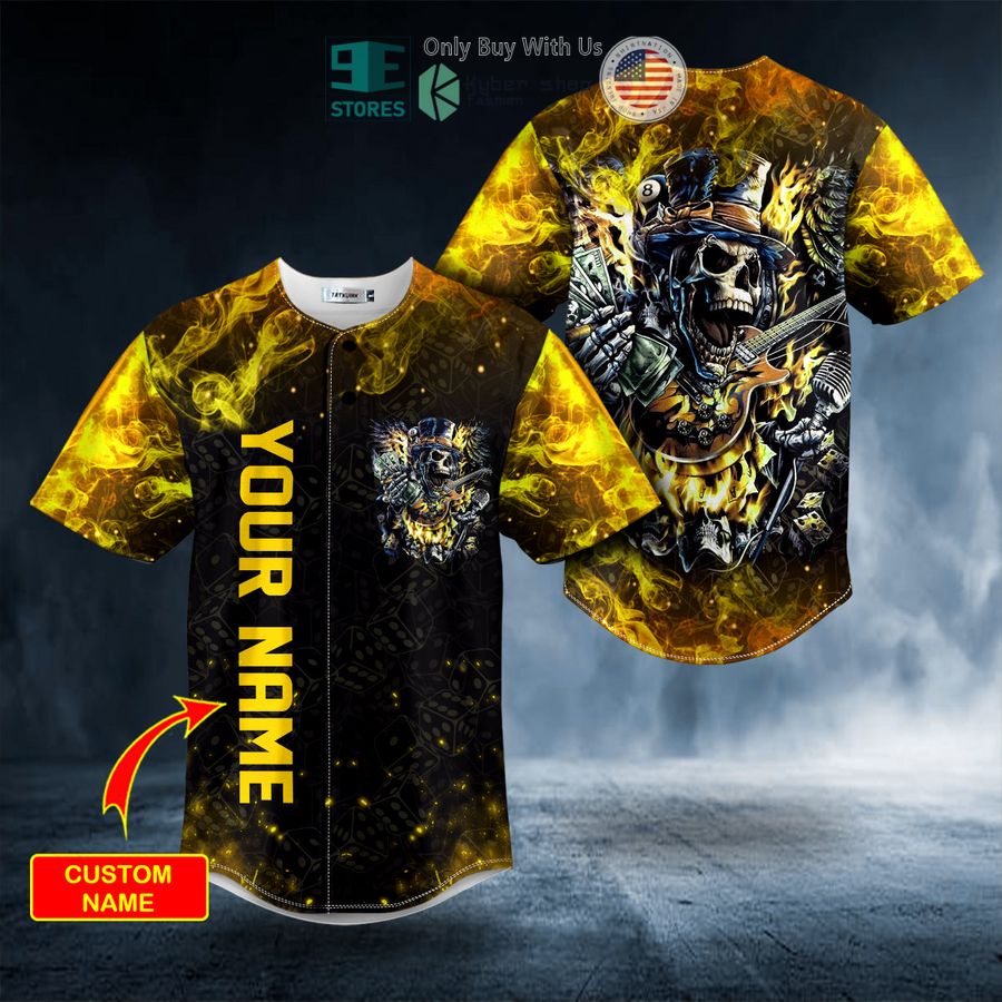 BEST Personalized Punk Rock Gothic Hell Glow In The Dark Skull Custom Baseball Jersey