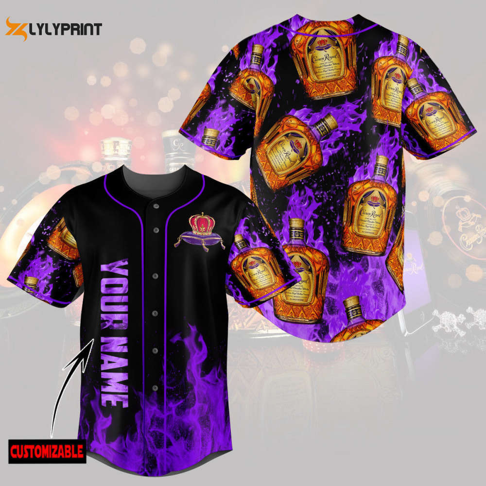 Personalized Purple Flame Crown Royal All Over Print Unisex Baseball Jersey - lylyprint.com T-Shirts, Hoodie, Sweatshirt