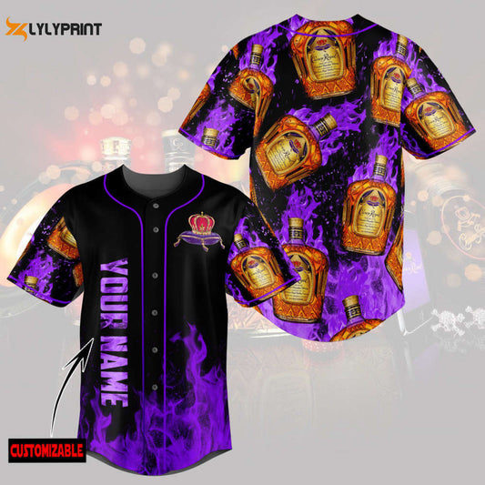 Personalized Purple Flame Crown Royal All Over Print Unisex Baseball Jersey - lylyprint.com T-Shirts, Hoodie, Sweatshirt
