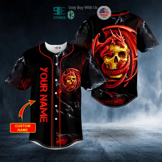 BEST Personalized Red Celtic Dragon Skull Custom Baseball Shirt