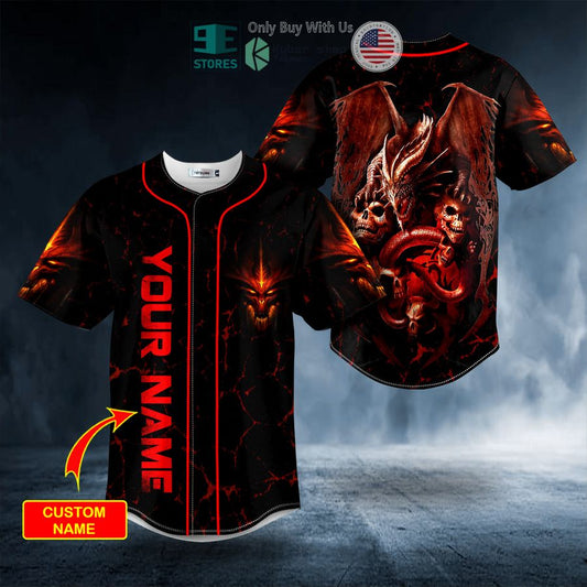 BEST Personalized Red Dragon Trap The Hunt Skull Custom Baseball Jersey