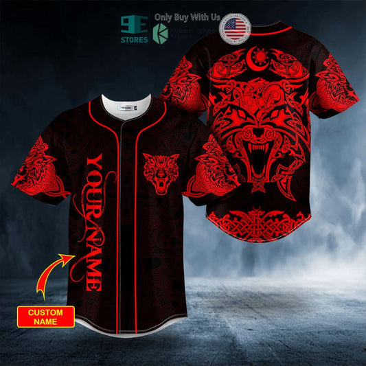 BEST Personalized Red Wolf Power Viking Tattoo Custom Baseball Jersey