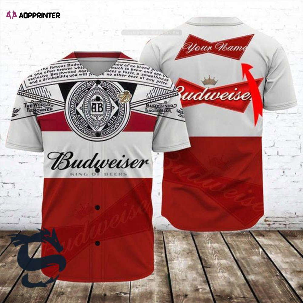 Custom Retro Budweiser Beer Baseball Jersey: Personalized Vintage Style