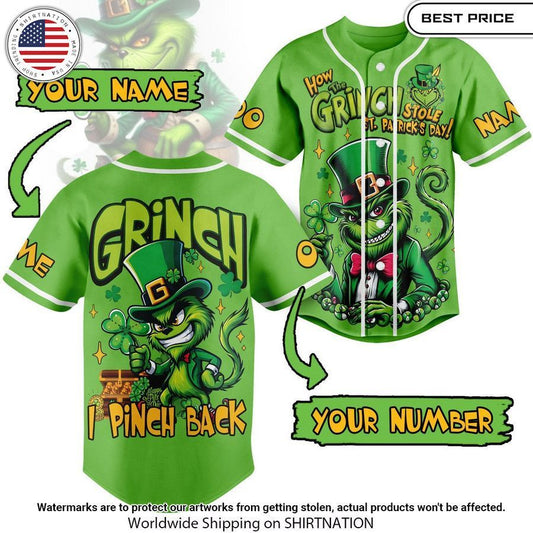 Personalized The Grinch I Pinch Back Baseball Jersey