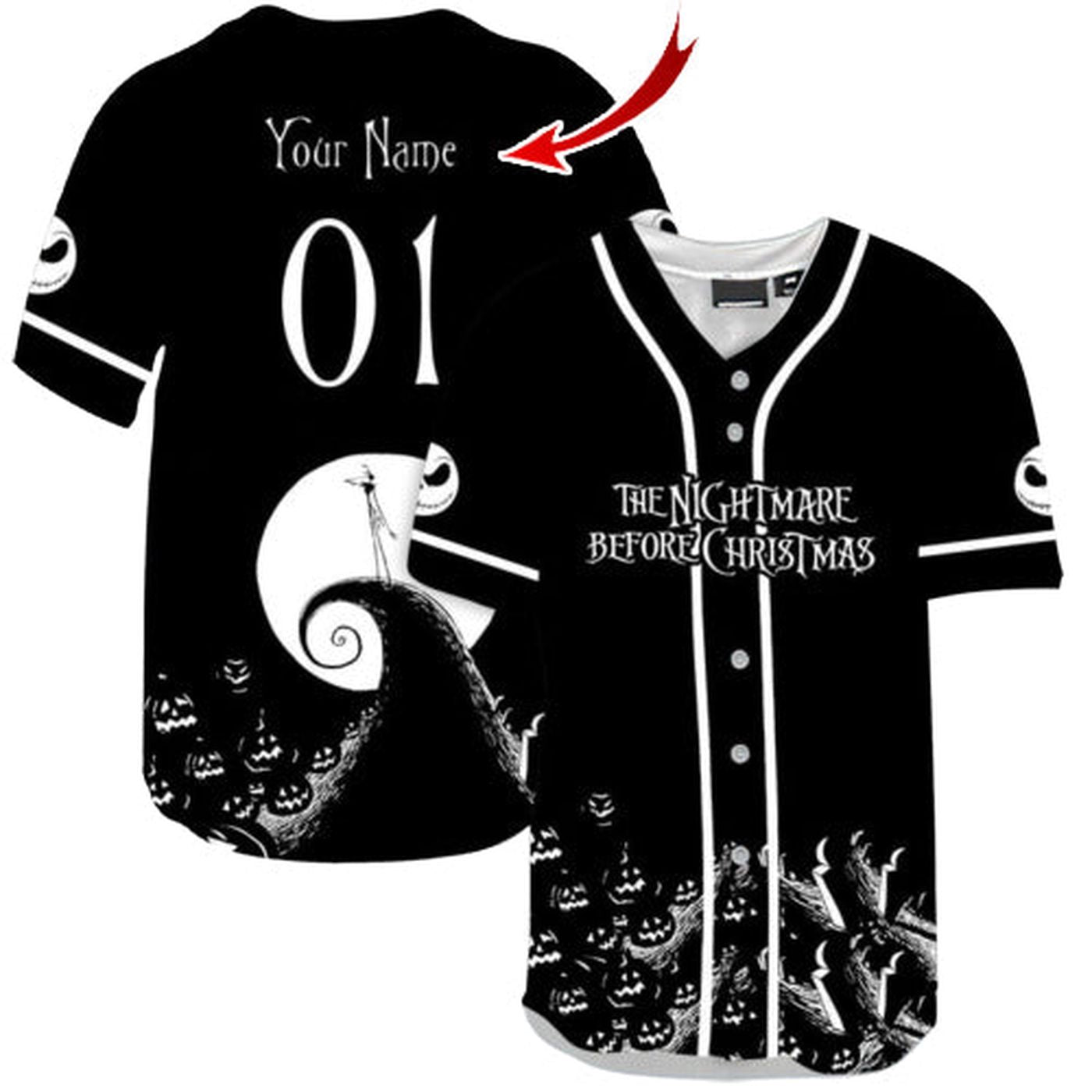 Personalized The Nightmare Before Christmas Baseball Jersey - Gift for Men Women - Gift for Men Women -... (Image 2)