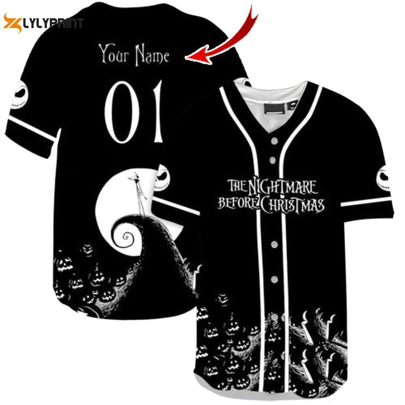 Personalized The Nightmare Before Christmas Baseball Jersey - Gift for Men Women - Gift for Men Women -... (Image 1)