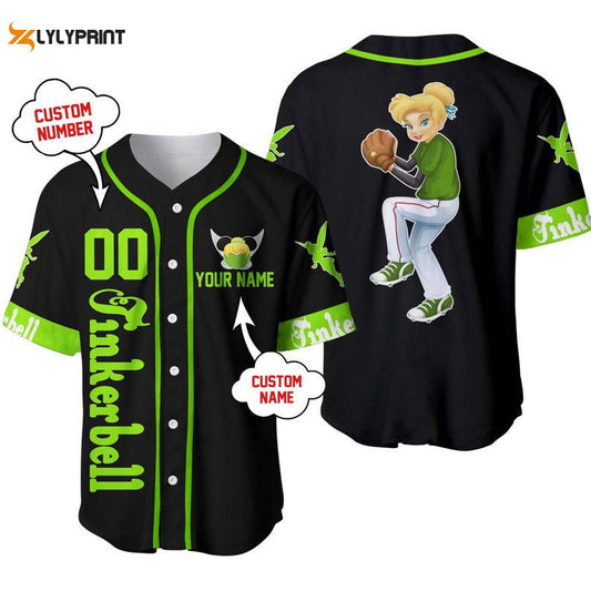 Personalized Tinker Bell Playing Baseball All Over Print Baseball Jersey - lylyprint.com T-Shirts, Hoodie, Sweatshirt