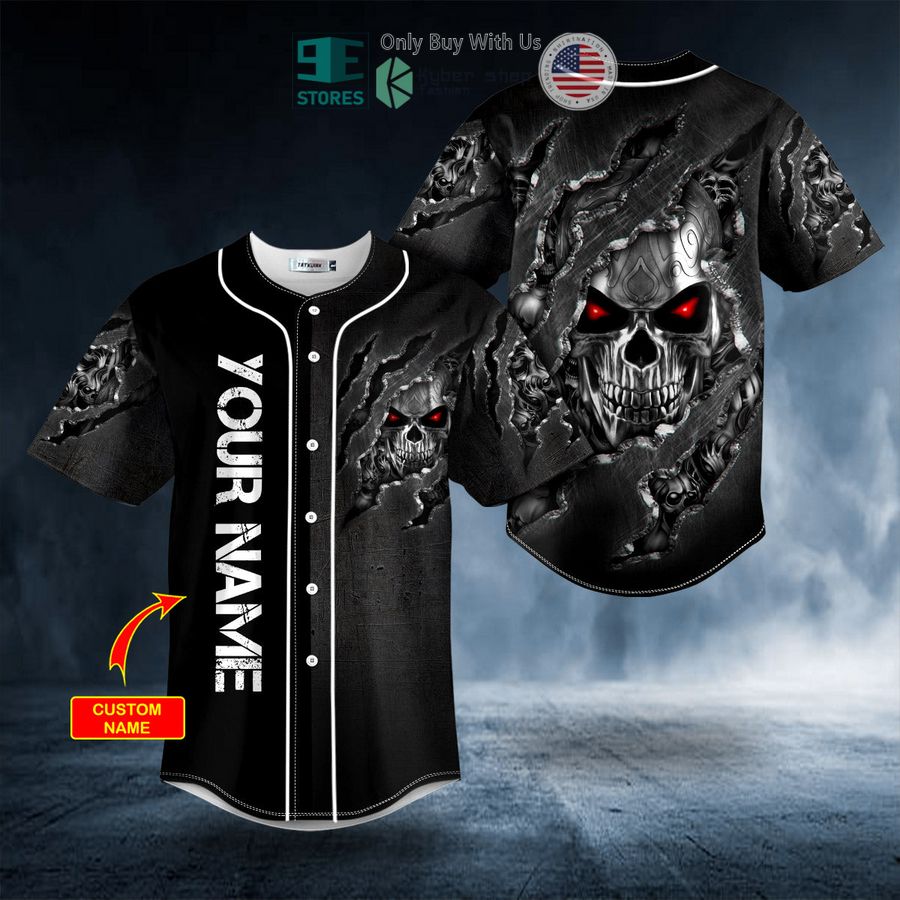 BEST Personalized Tribal Metal Scratch Skull Custom Baseball Shirt