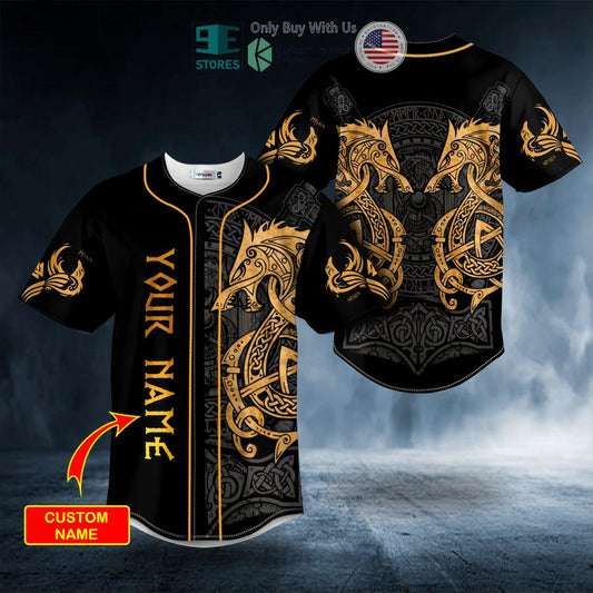 BEST Personalized Twin Dragon Viking Yellow Tattoo Custom Baseball Shirt