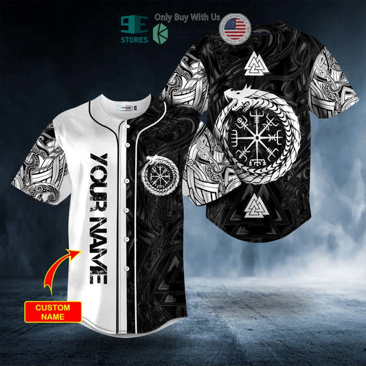 BEST Personalized Vegvisir Jormungandr World Serpent Norse Mythology Dragon Viking Custom Baseball Shirt