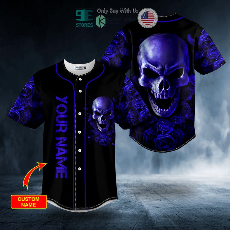 BEST Personalized Violet Roses Angry Sugar Skull Custom Baseball Shirt