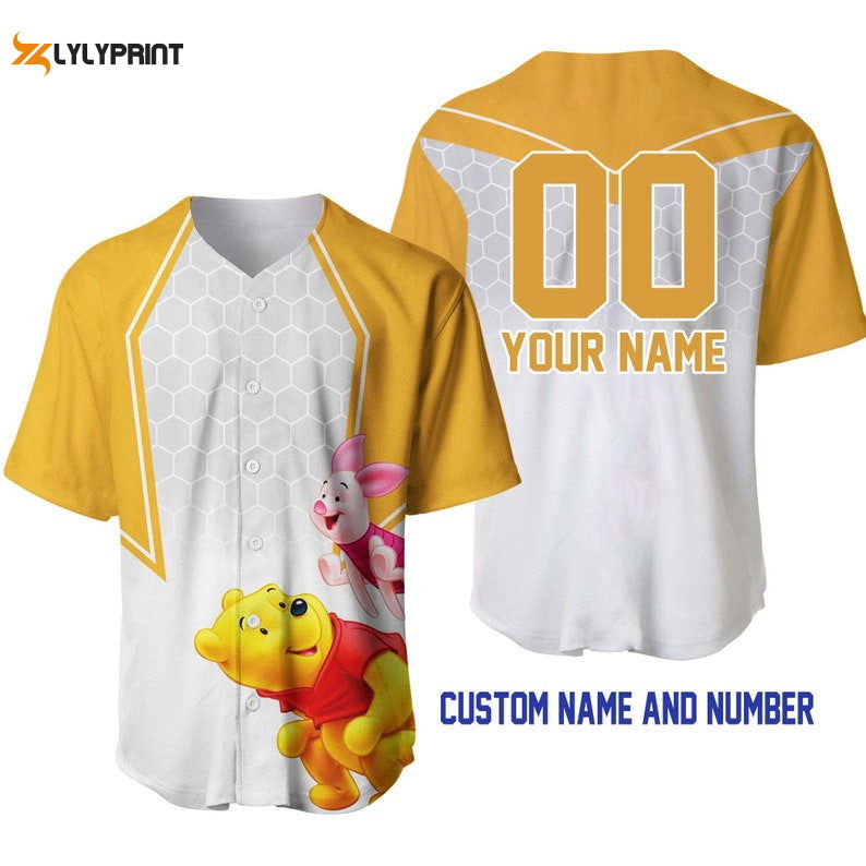 Personalized Winnie The Pooh Piglet Honey Pattern All Over Print Baseball Jersey - lylyprint.com T-Shirts, Hoodie, Sweatshirt