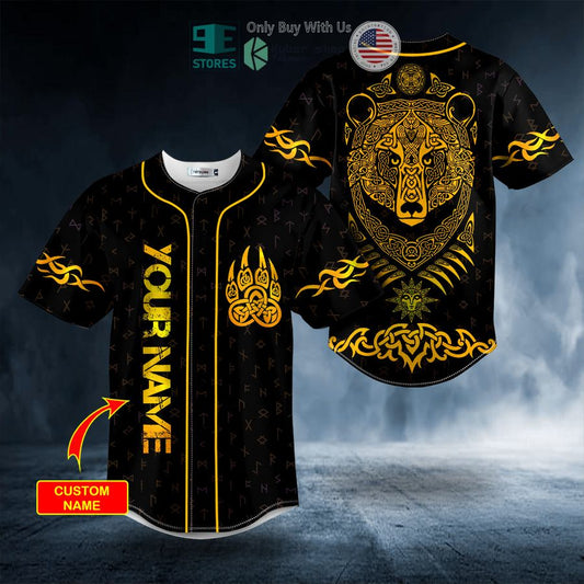 BEST Personalized Yellow Bear Viking Tattoo Custom Baseball Shirt