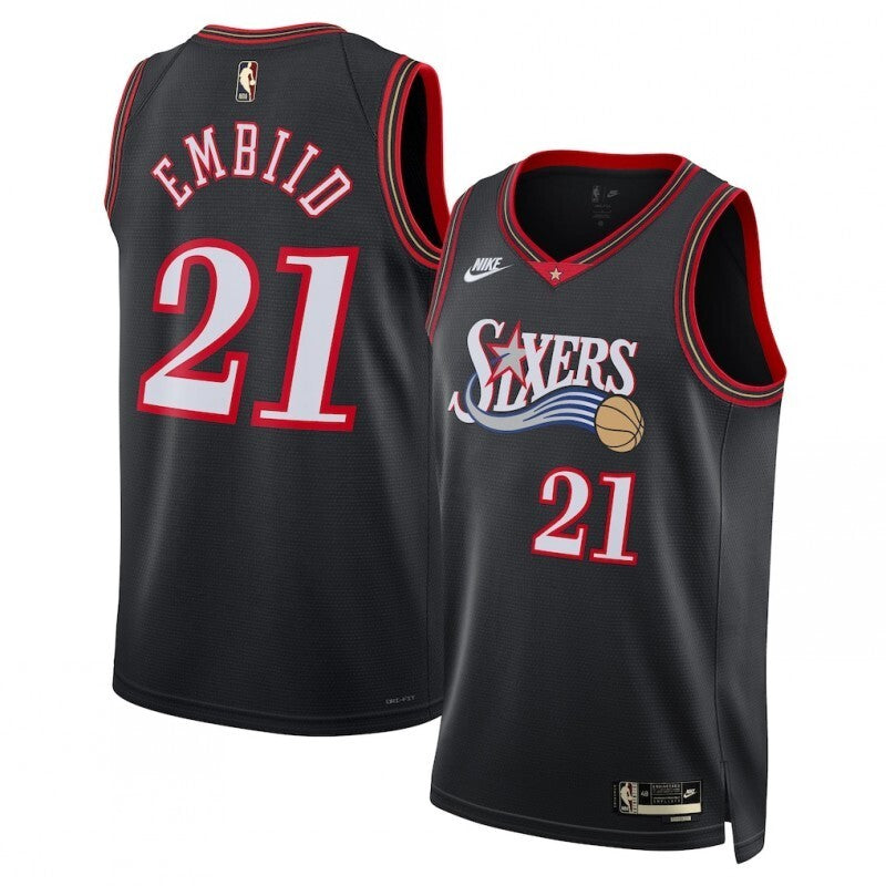 philadelphia 76ers #21 joel embiid unisex swingman jersey - classic edition - black
