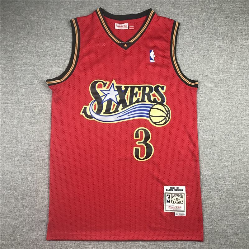 philadelphia 76ers #3 allen iverson 76 3 Retro Red Style 4