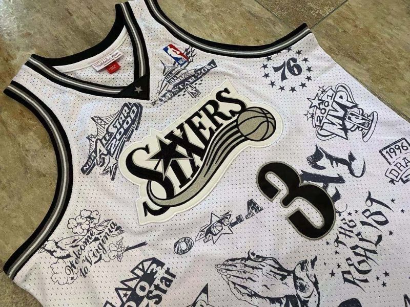 philadelphia 76ers #3 allen iverson mitchell ness Retro Fan Edition nba 76 Iverson Collaboration Series Jersey White Style 7