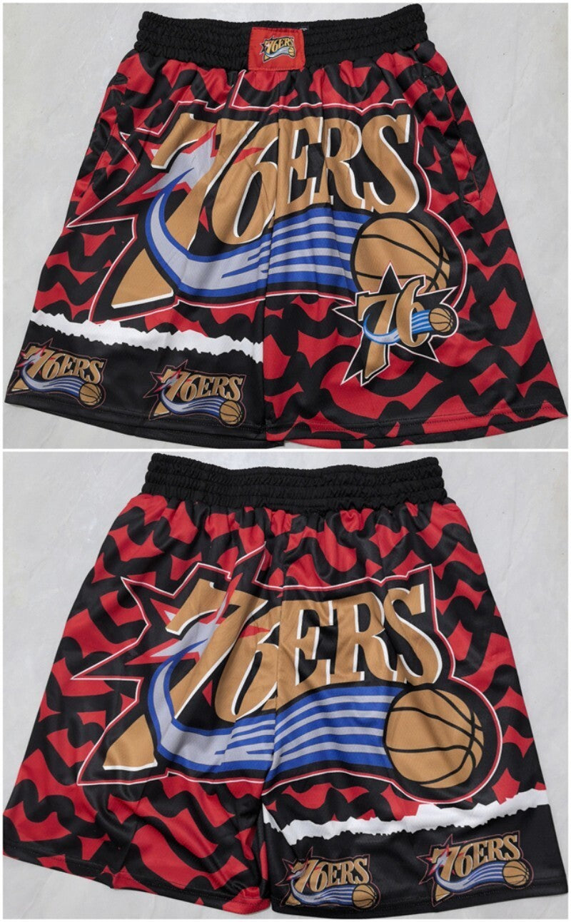 philadelphia 76ers black red shorts (run small)