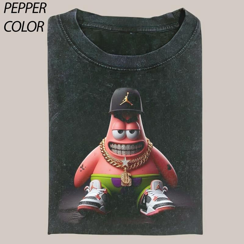 pongeBob SquarePants T-shirt, The SquarePants Gang shirt,Patrick Star, Basketball, Drip Cartoon Graphic Tee, Funny...