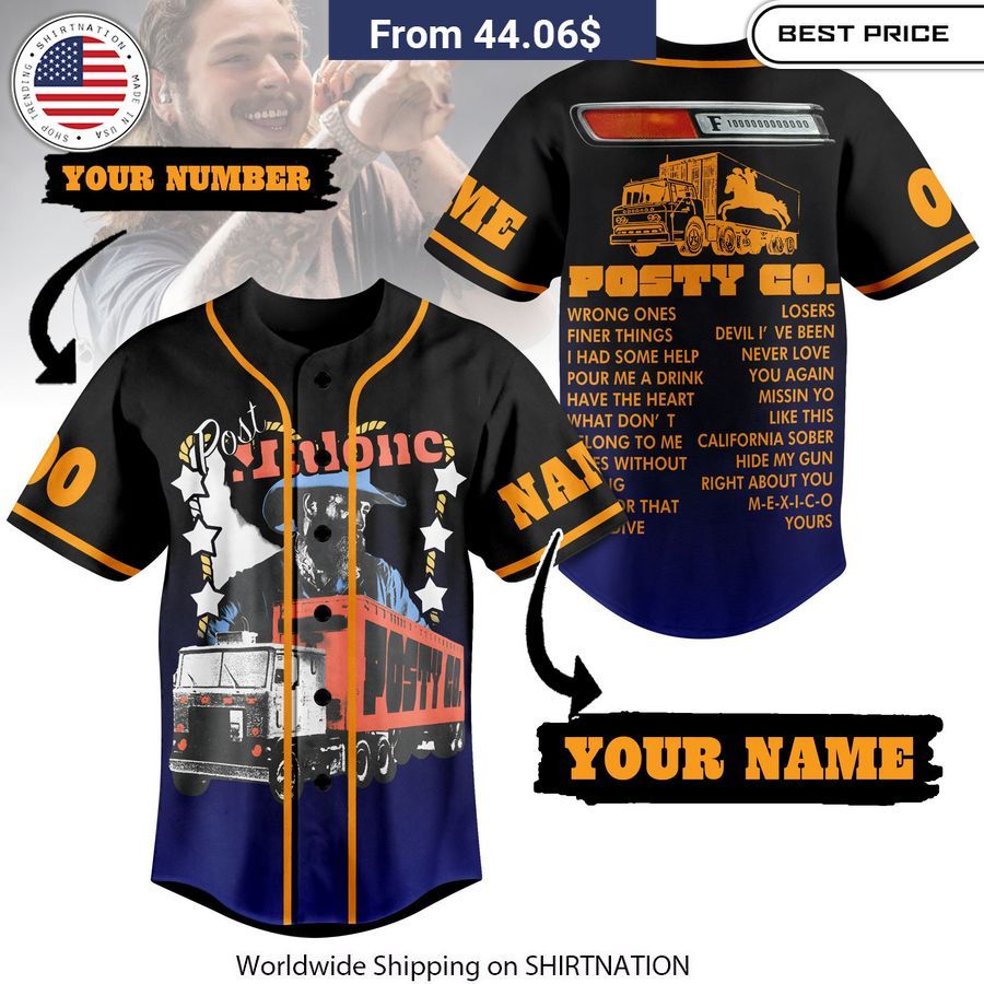 Post Malone Posty Co CUSTOM Baseball Jersey
