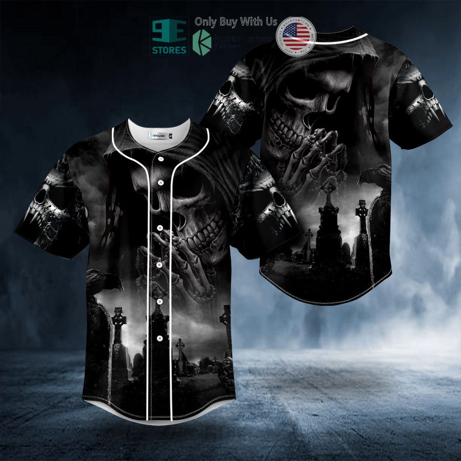 BEST Praying Grim Reaper In Graveyard Skull Baseball Shirt