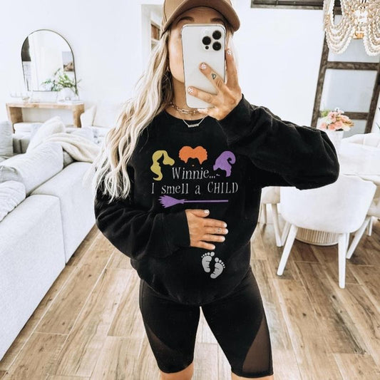 pregnancy sweater winnie i smell a child,  pregnancy announcement, halloween sweater, pregnancy sweatshirt T-Shirts, Hoodie