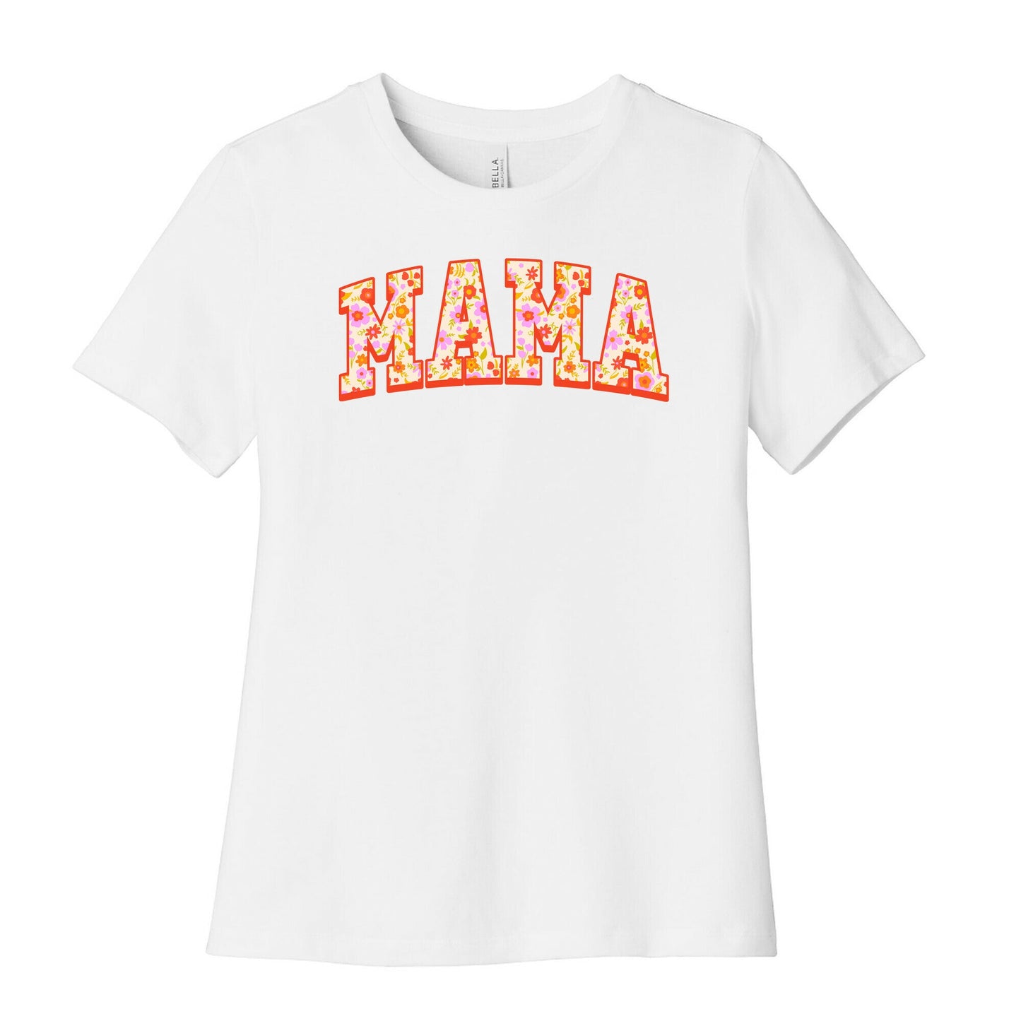 Floral Mama Text Womens Cotton Tee